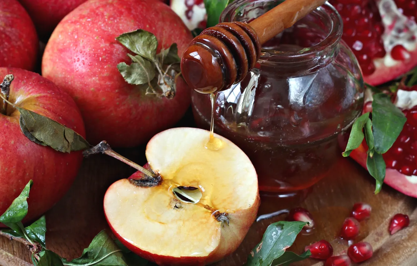 Photo wallpaper apples, honey, garnet