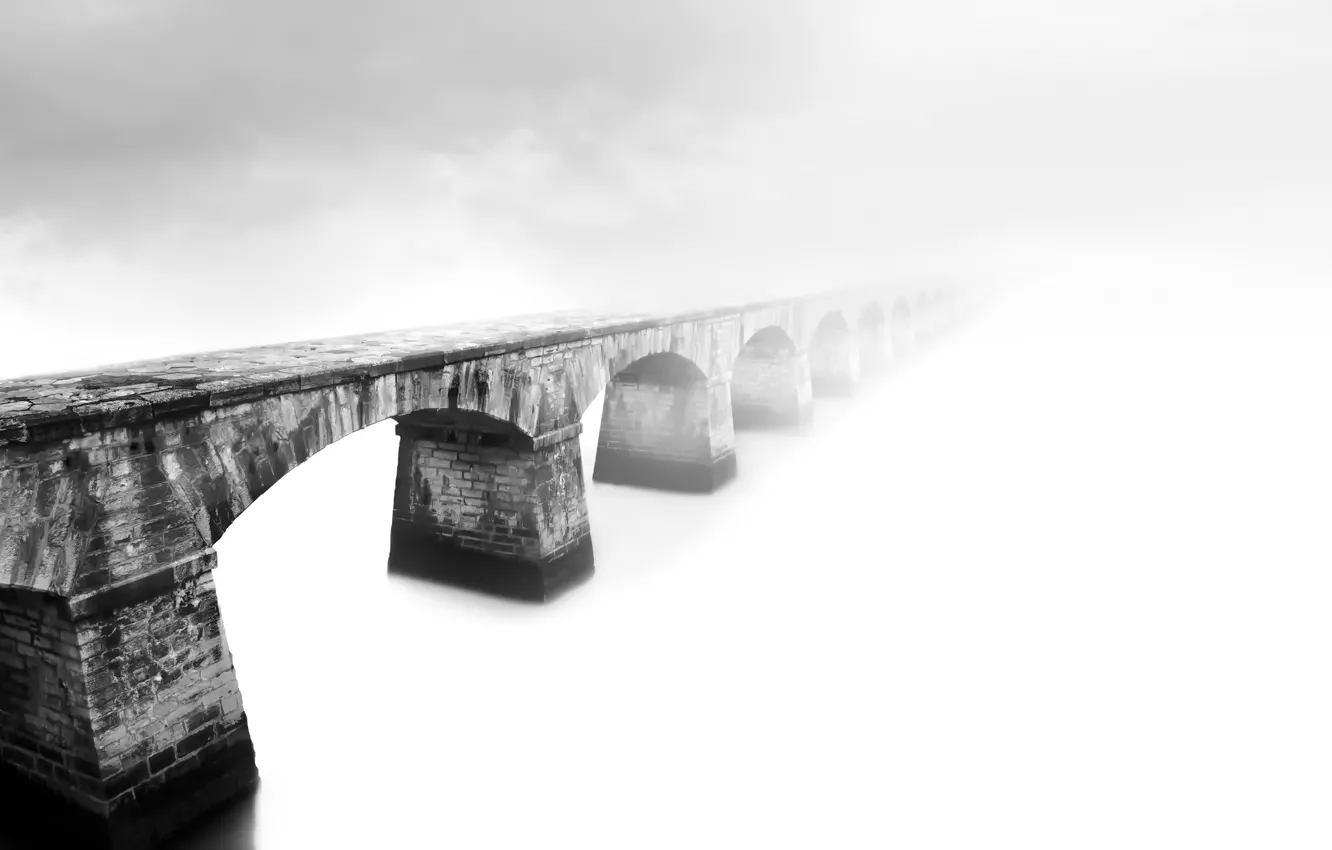Photo wallpaper bridge, fog, background