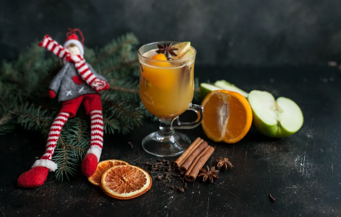 Photo wallpaper toy, orange, spruce, citrus, drink
