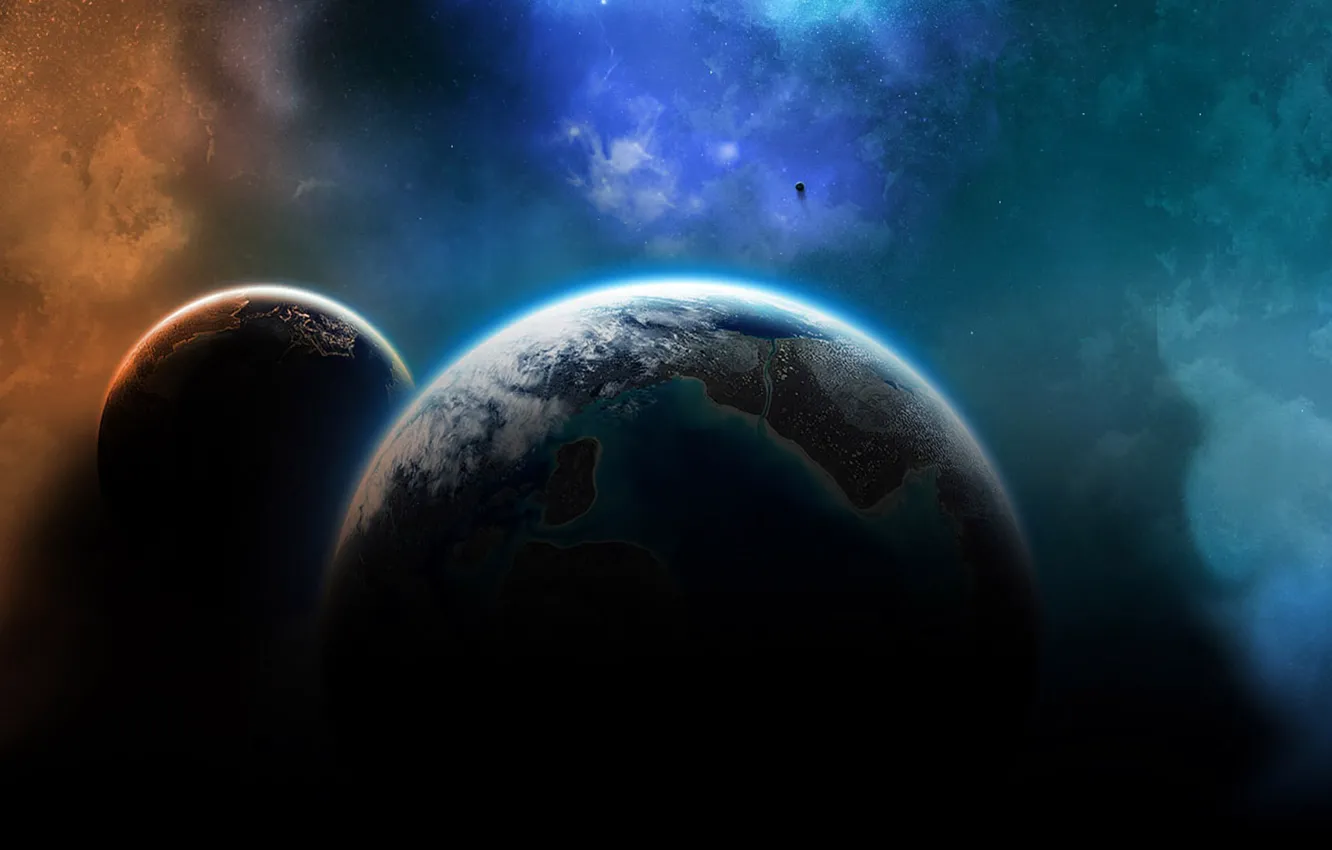 Photo wallpaper light, planet, shadow