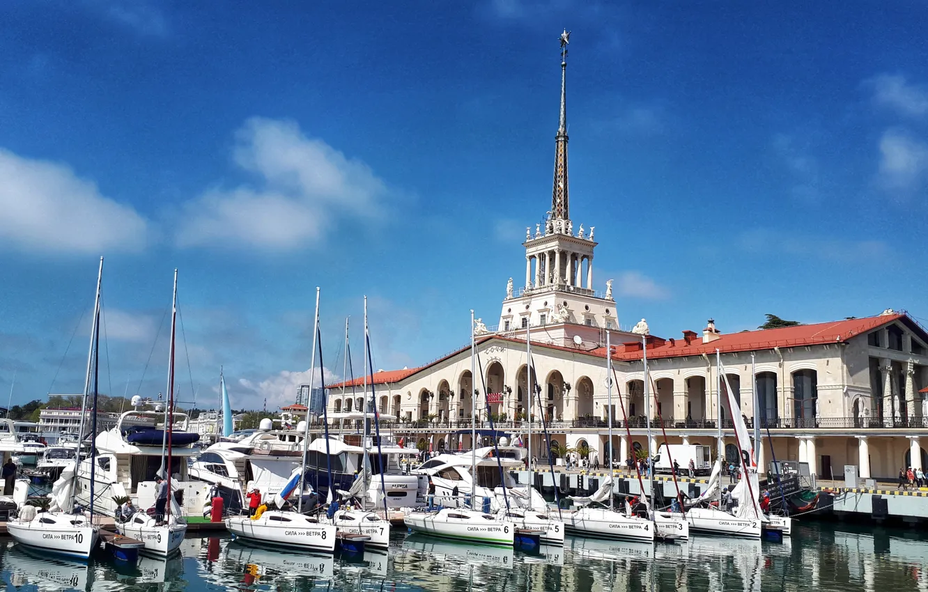 Photo wallpaper sea, yacht, Sochi
