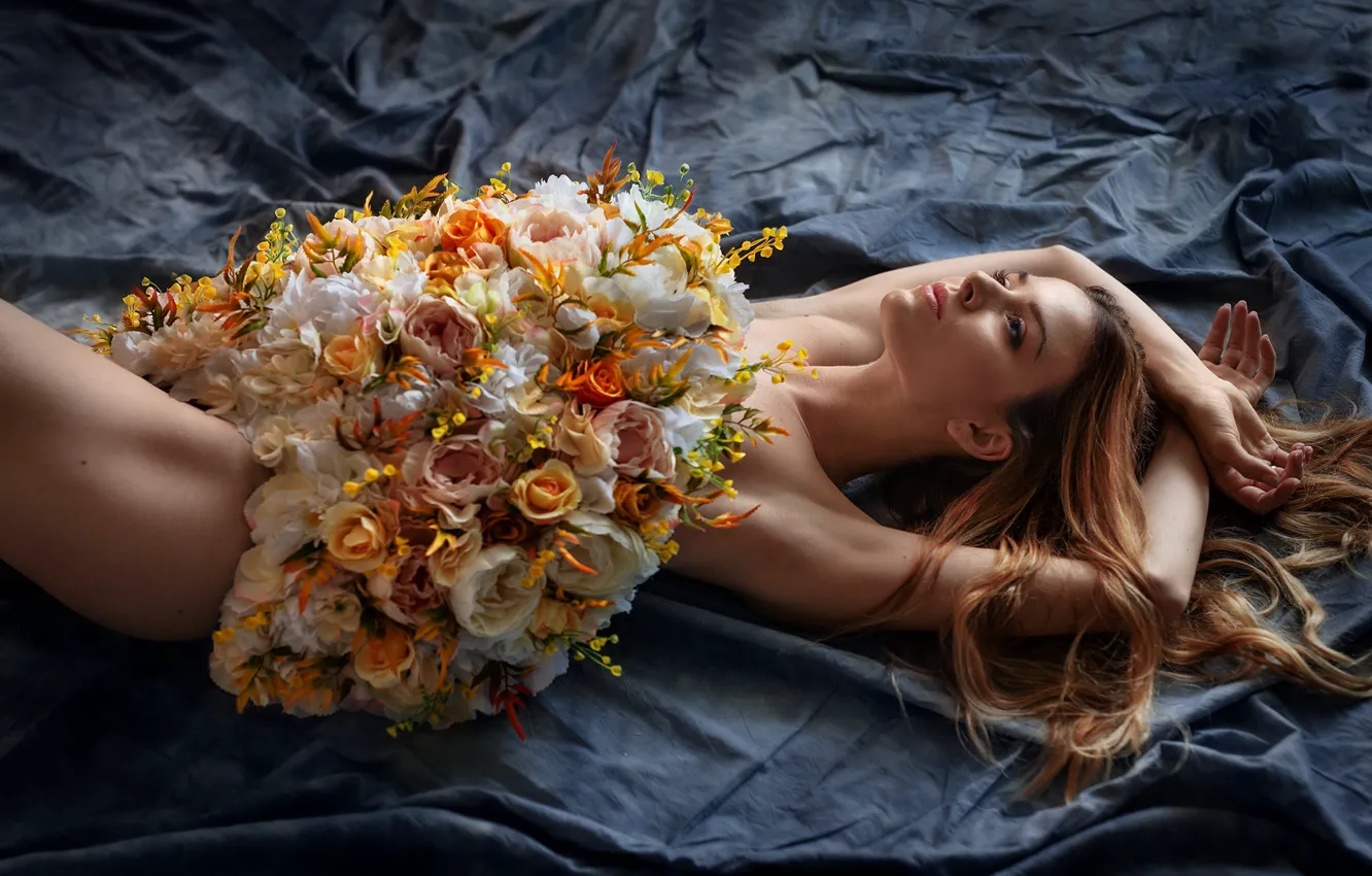 Photo wallpaper flowers, body, figure