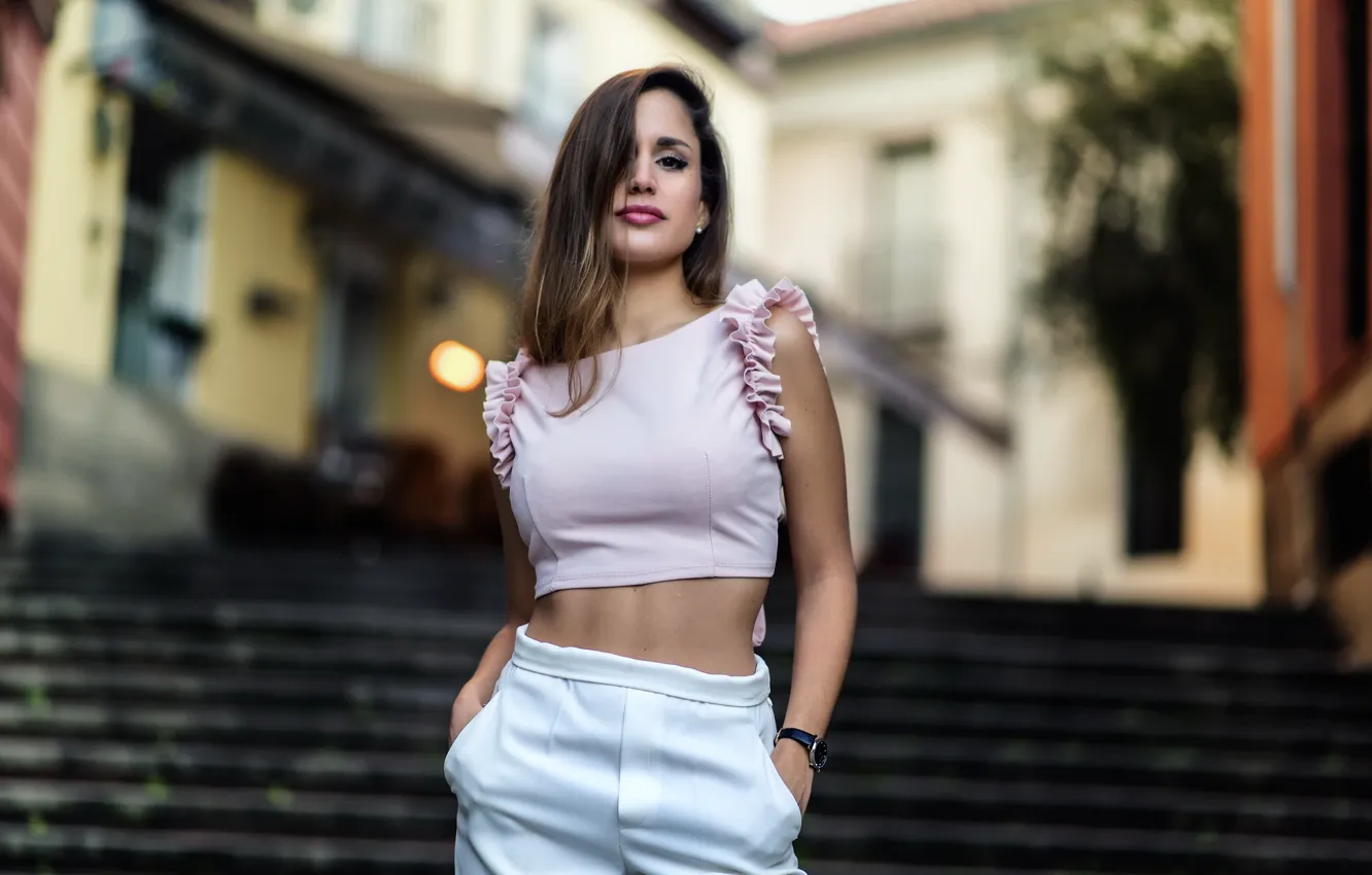 Photo wallpaper girl, street, Angela