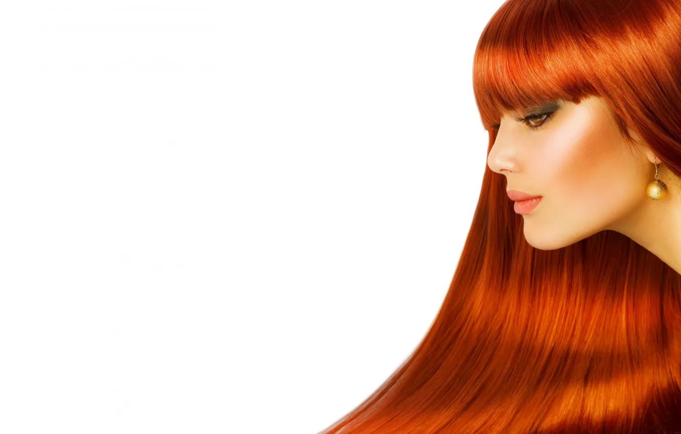 Photo wallpaper look, girl, makeup, earrings, long, Anna Subbotina, ryzhie hair
