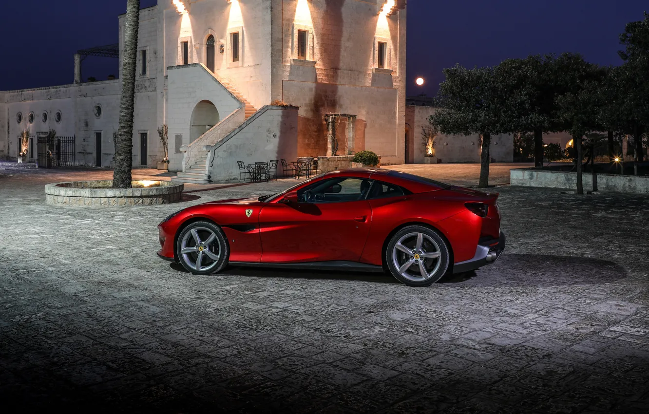 Photo wallpaper Ferrari, side view, 2018, Portofino