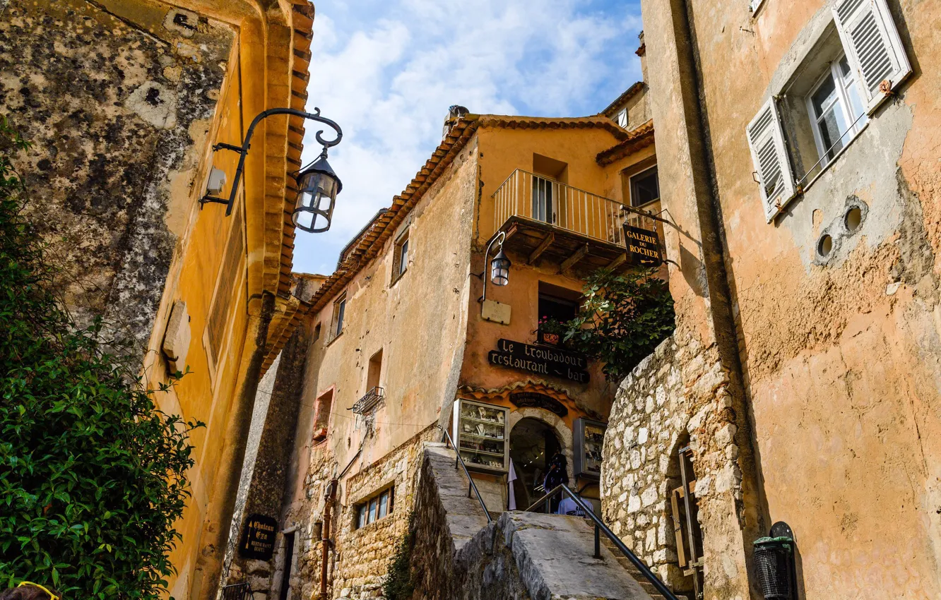 Photo wallpaper the city, street, France, home, France, Eze