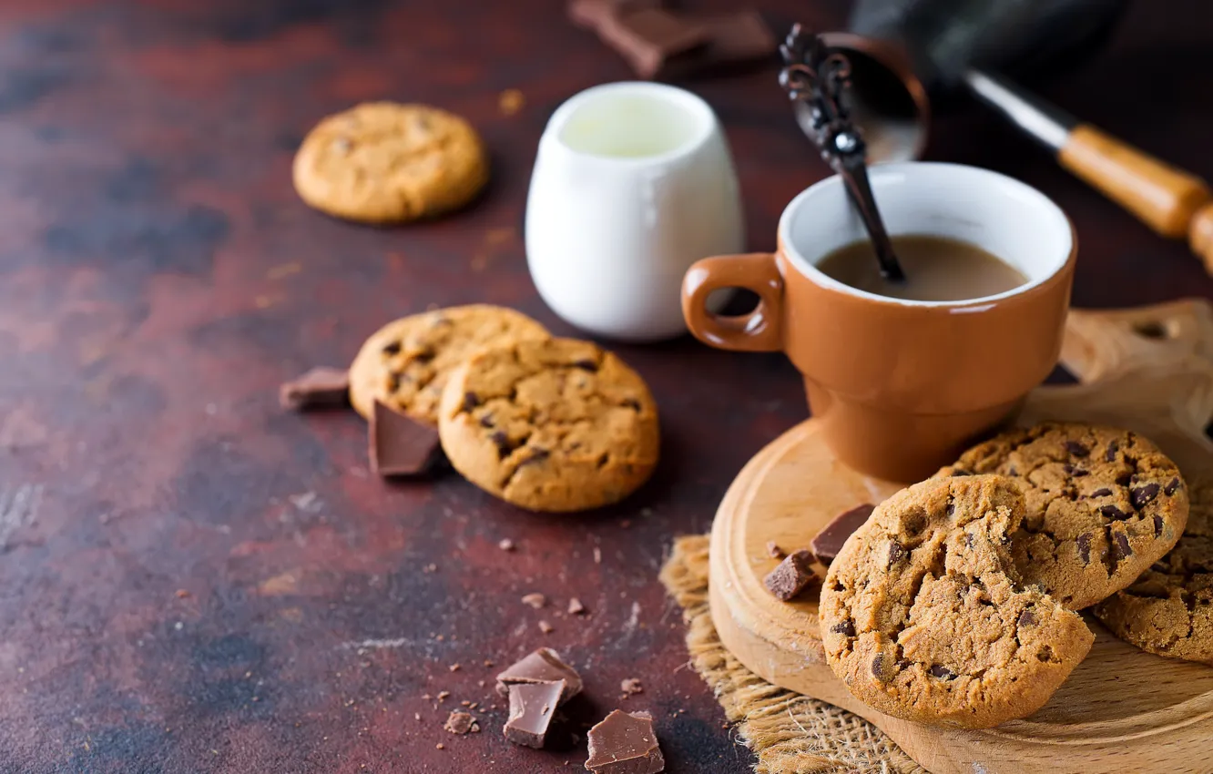 Photo wallpaper coffee, chocolate, cookies