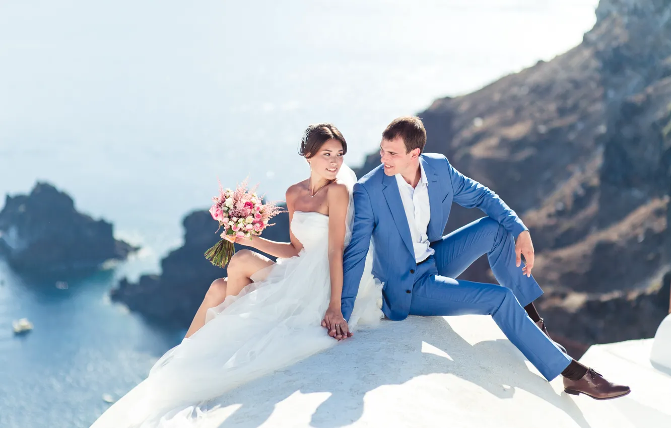 Photo wallpaper girl, holiday, guy, wedding, husband, wife