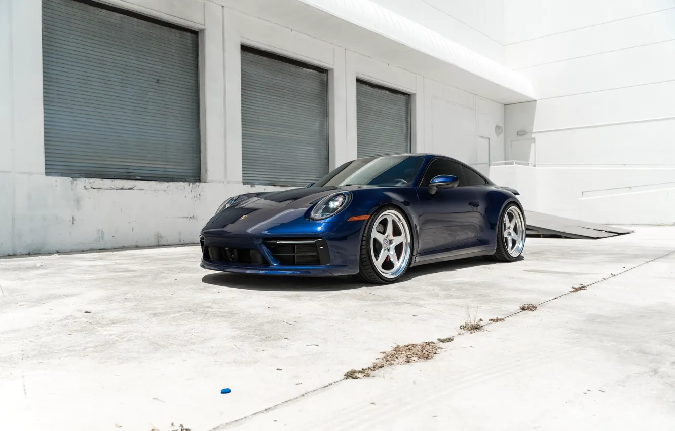 Photo wallpaper Porsche, Blue, Porsche 911, Side, Sportcar