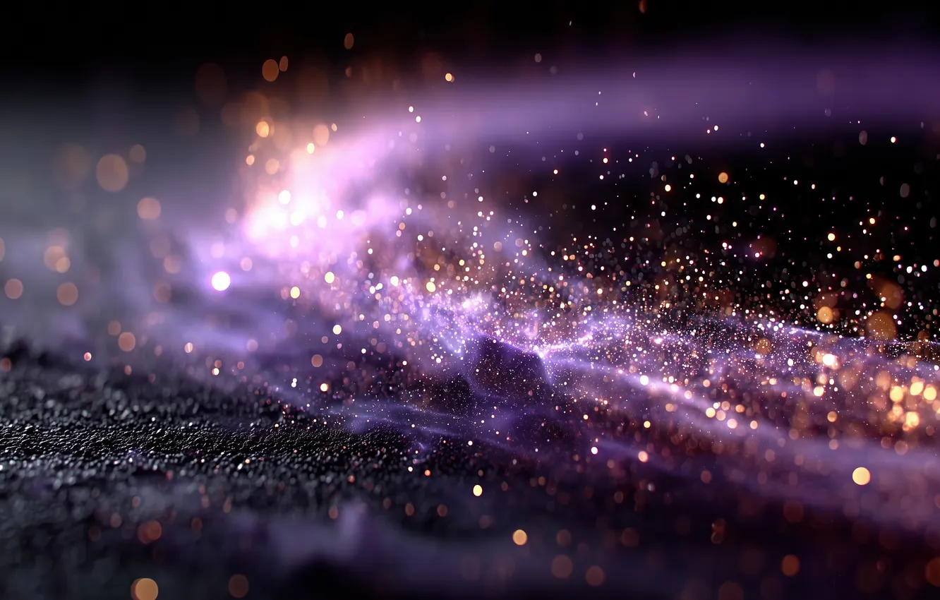 Photo wallpaper space, Galaxy, dust, purple, sparkles, depth of field