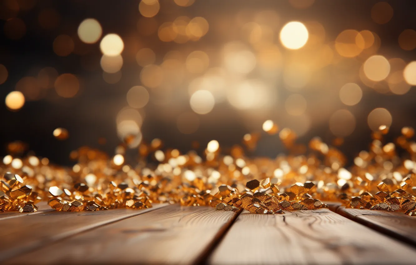 Photo wallpaper decoration, background, gold, new year, golden, Christmas, wood, background