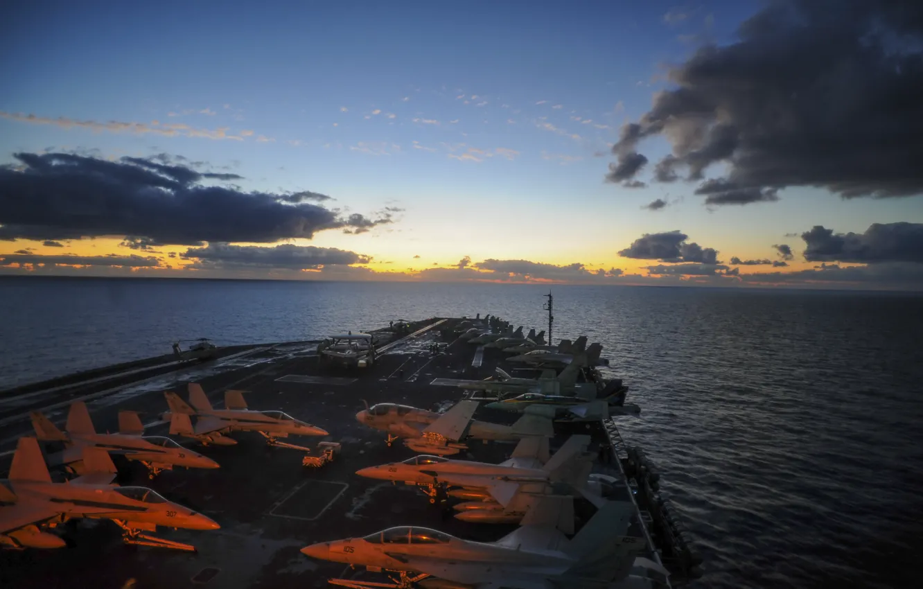 Photo wallpaper Mediterranean Sea, USS Nimitz, transits