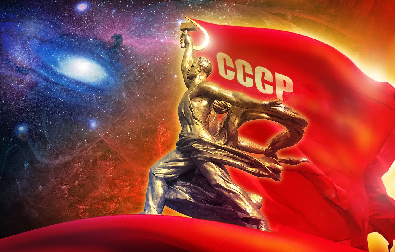 Photo wallpaper wallpaper, red, USSR, communism, stars, banner, worker, Peasant