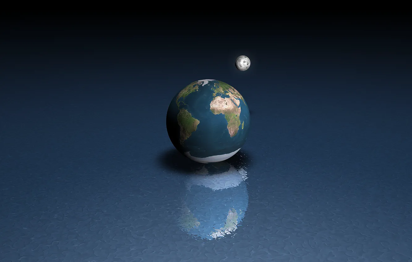 Photo wallpaper water, earth, the moon