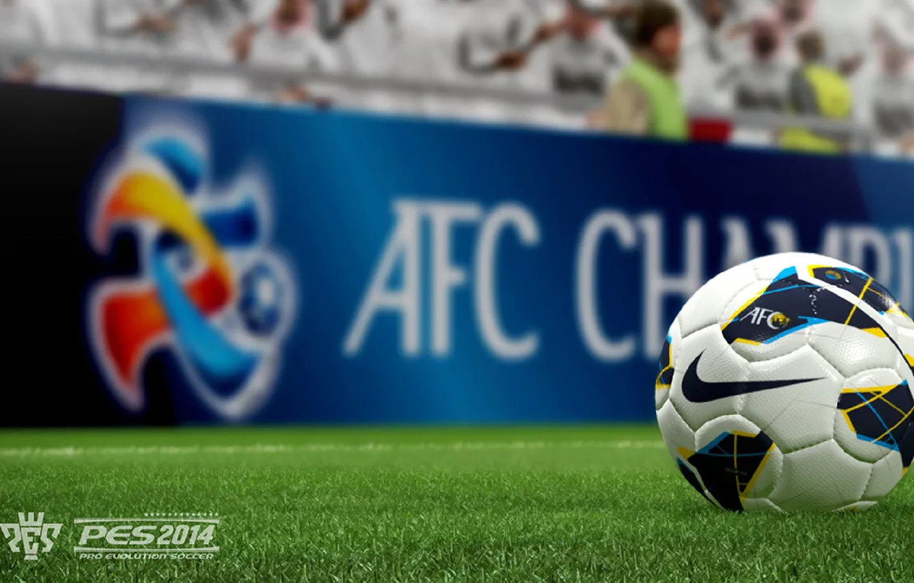 Photo wallpaper lawn, football, the ball, focus, Pro Evolution Soccer 2014