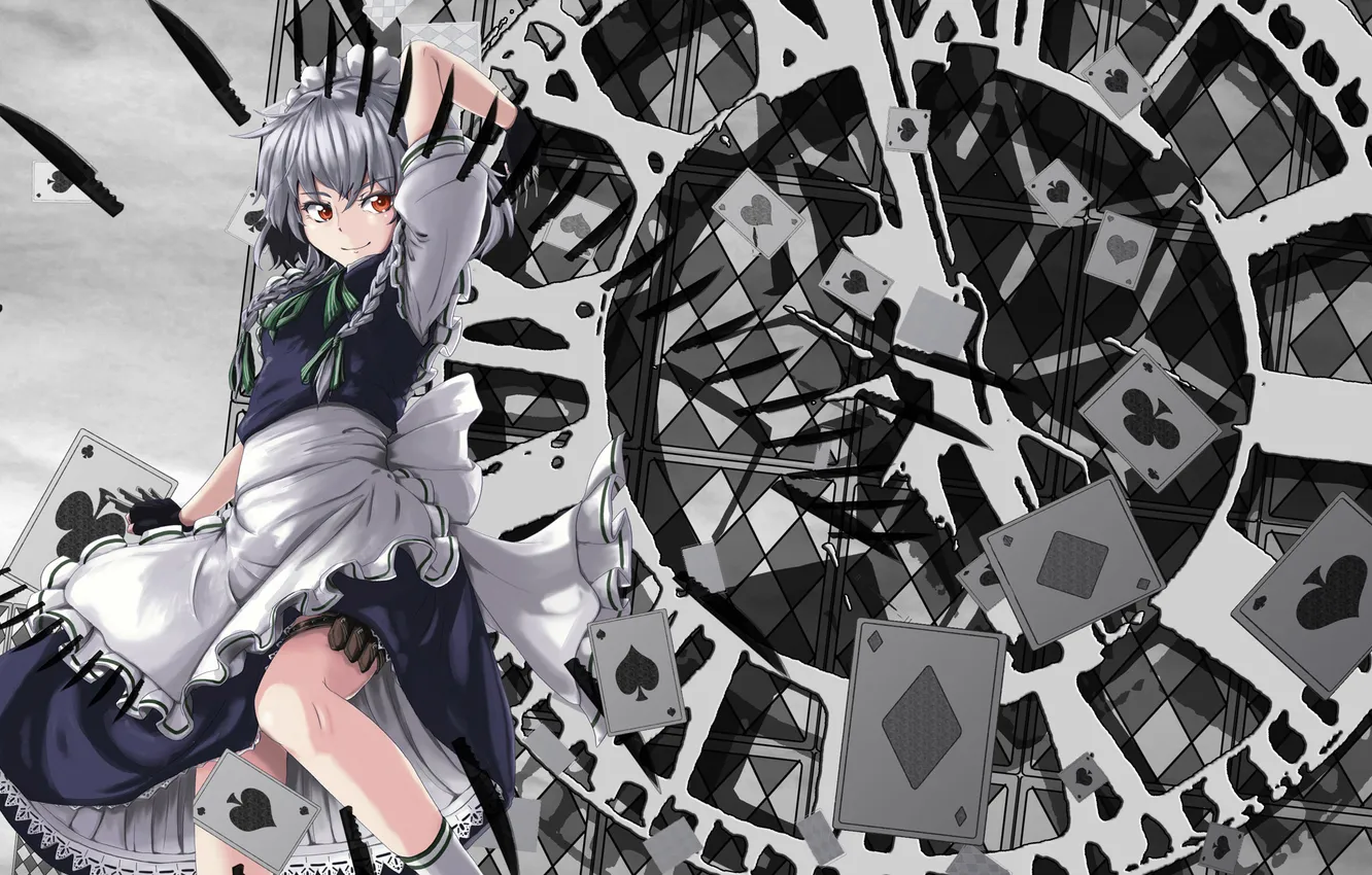 Photo wallpaper girl, map, touhou, Izayoi Sakuya