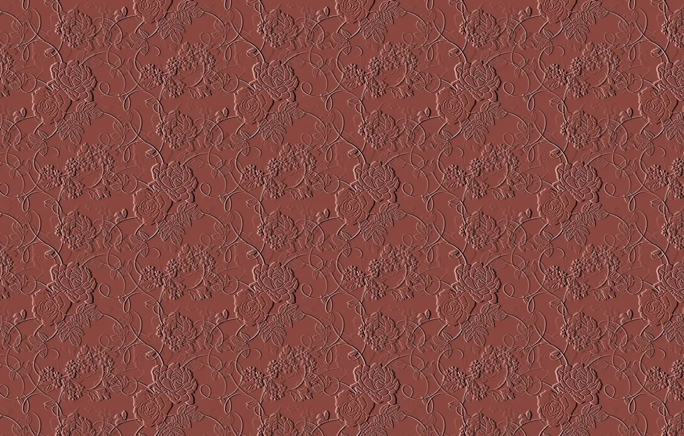 Photo wallpaper line, flowers, pattern, brown