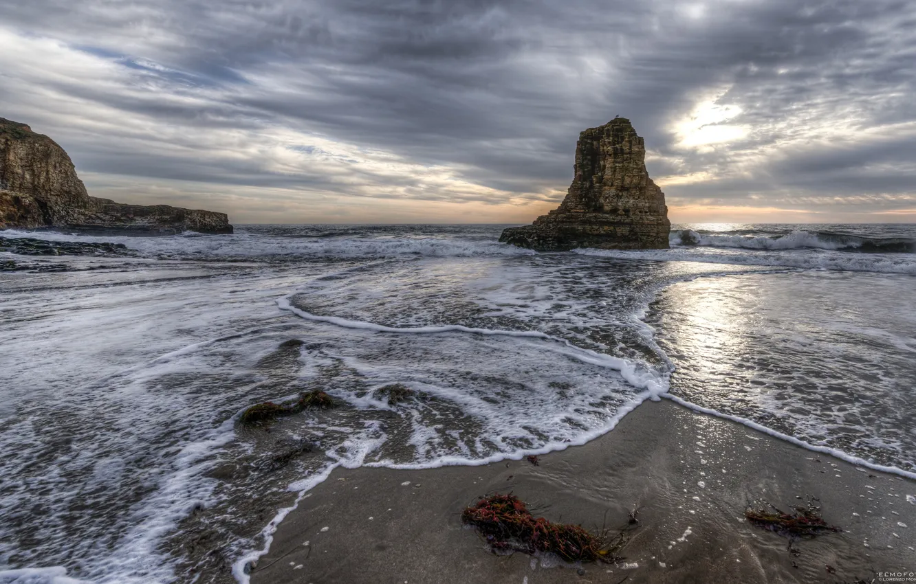 Photo wallpaper rocks, CA, Pacific Ocean, California, The Pacific ocean, Davenport, Davenport