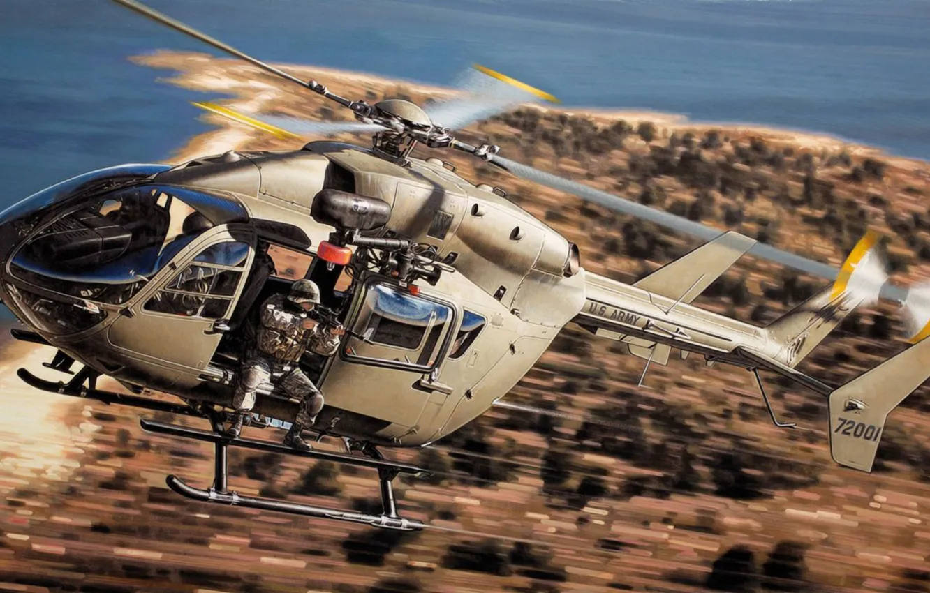 Photo wallpaper art, painting, aviation, Eurocopter UH-72 Lakota