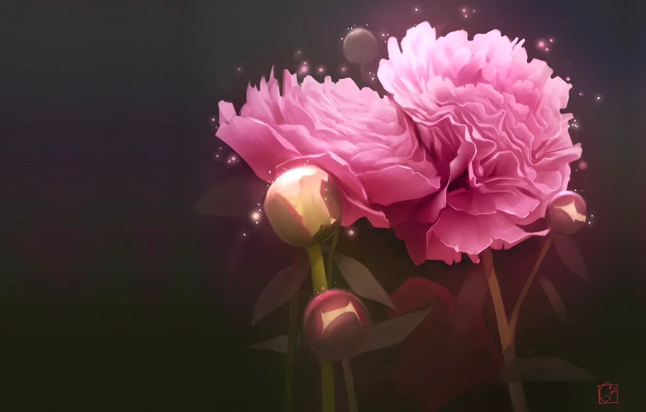 Photo wallpaper flowers, art, art, peonies, Alexander Khitrov, GaudiBuendia