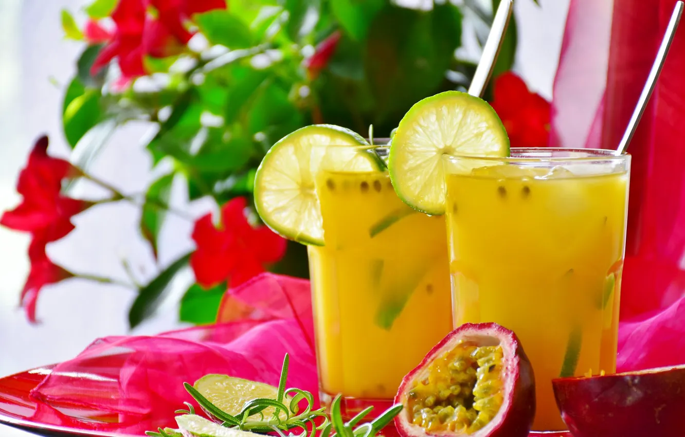 Photo wallpaper cocktail, lime, citrus