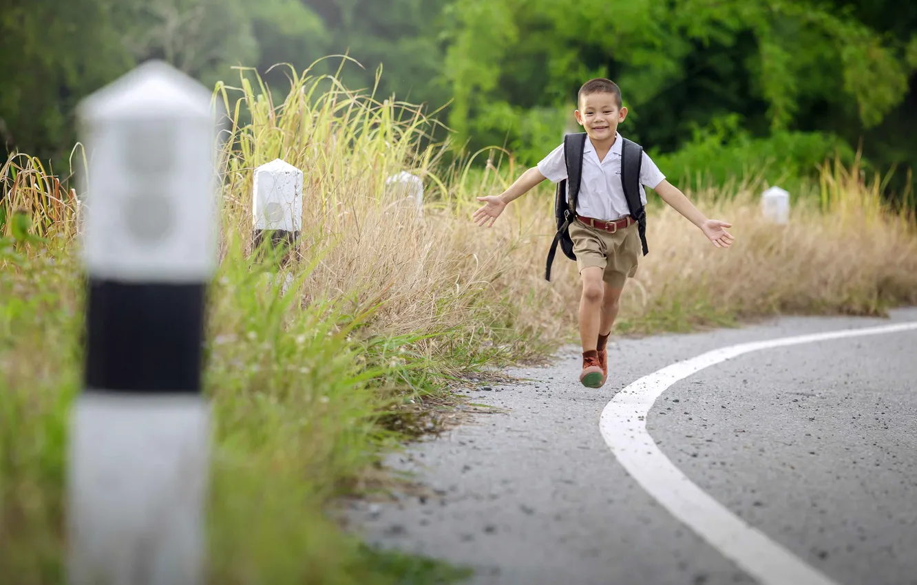 Photo wallpaper man, child, asian, villager