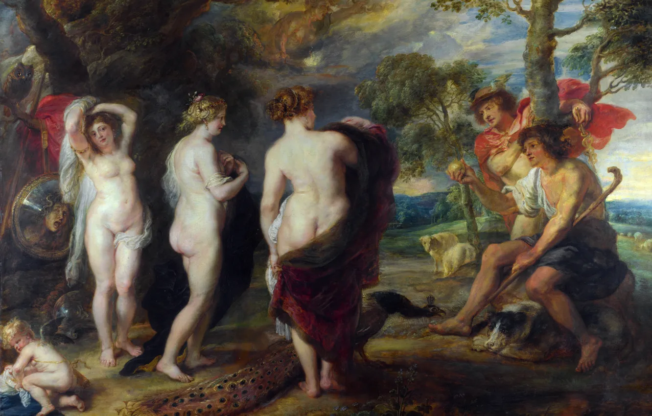 Photo wallpaper picture, Peter Paul Rubens, mythology, The Judgment Of Paris, Pieter Paul Rubens