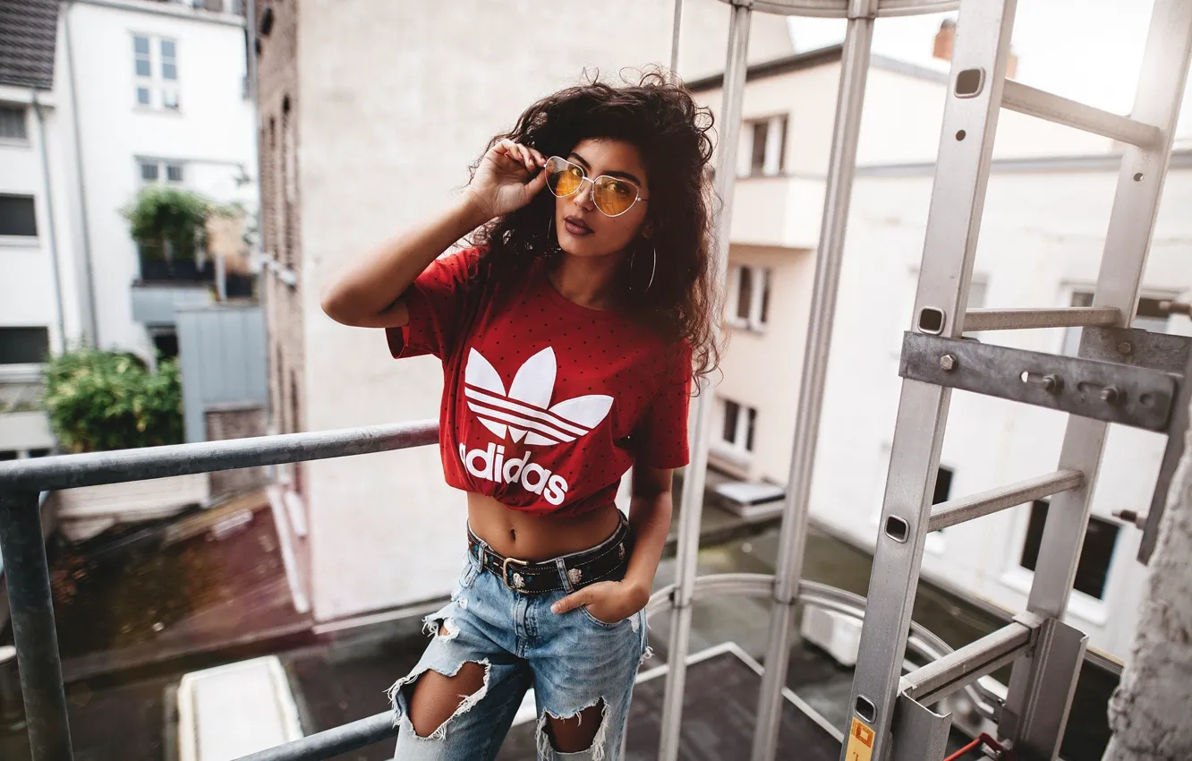 Photo wallpaper look, red, sexy, pose, model, height, portrait, home