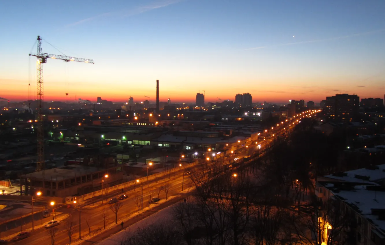 Photo wallpaper the sky, the sun, the city, dawn, Minsk