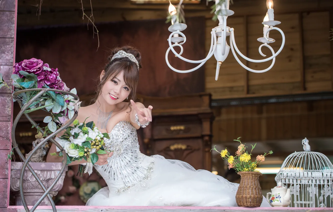 Photo wallpaper summer, look, girl, face, smile, hair, dress