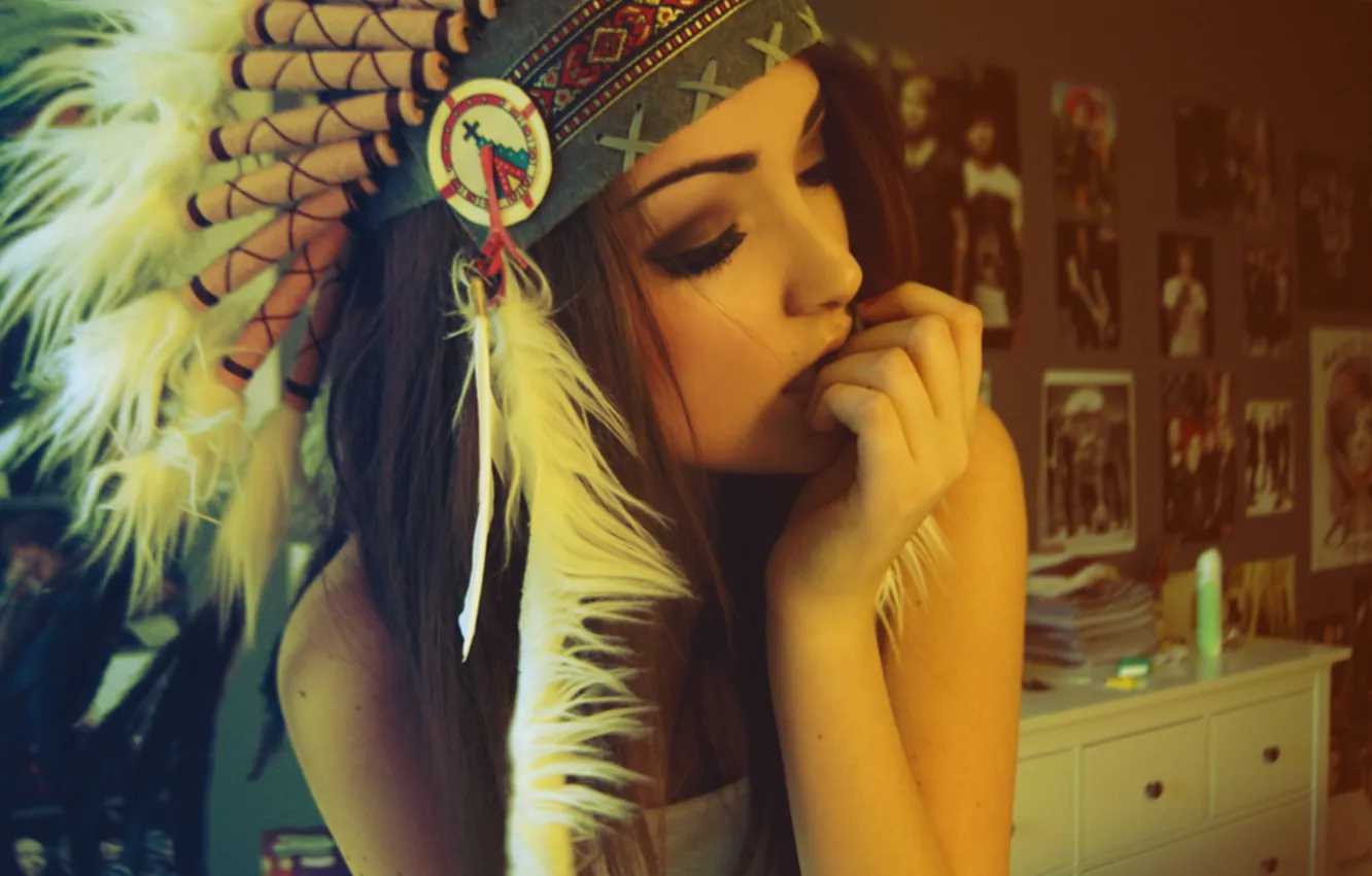Photo wallpaper girl, room, brunette, Indian