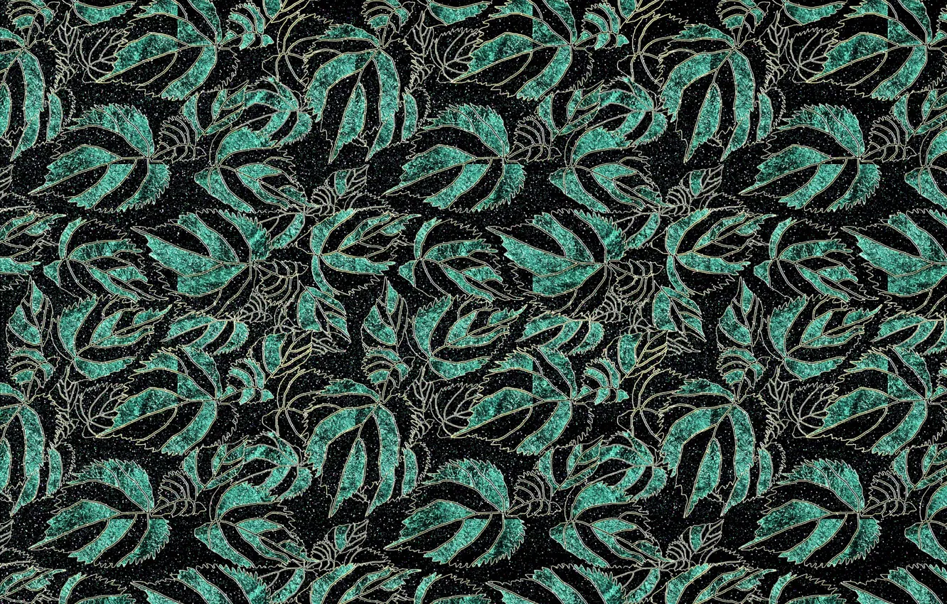 Photo wallpaper green, background, green, pattern, leaves, glitter