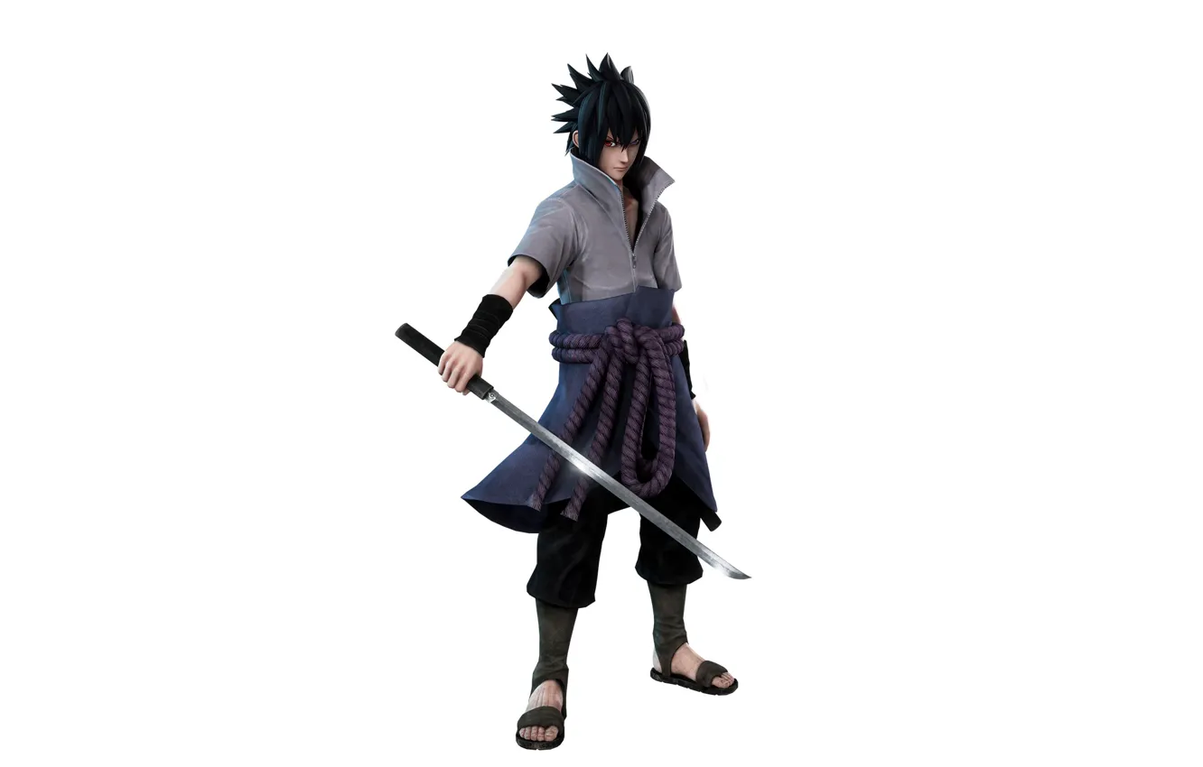 Photo wallpaper minimalism, white background, Naruto, Naruto, Sasuke Uchiha, 3D graphics