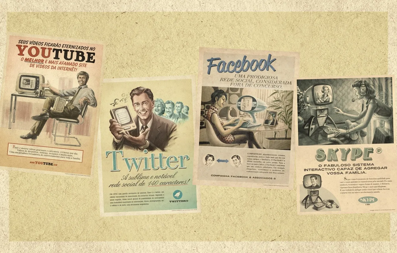 Photo wallpaper style, facebook, youtube, skype, twitter, Sotsilny network