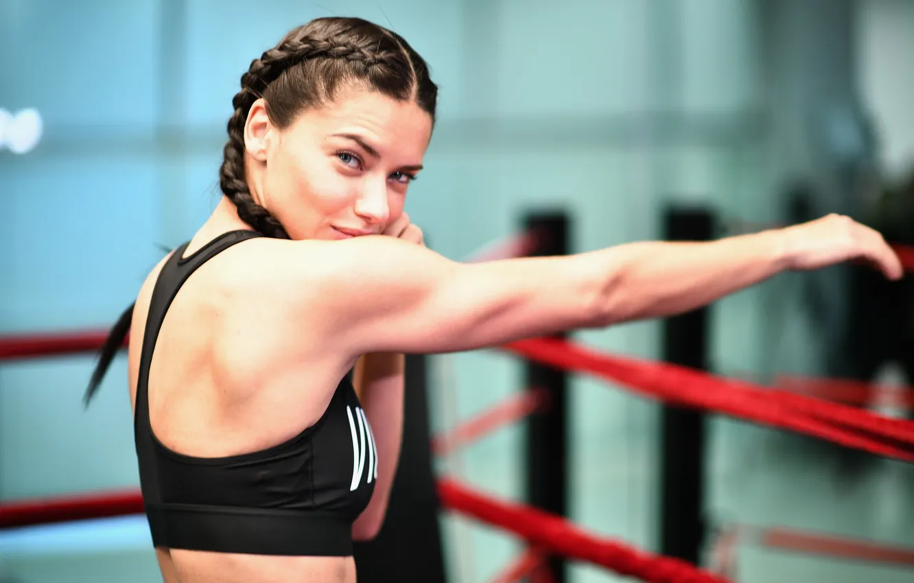 Photo wallpaper look, pose, makeup, figure, Adriana Lima, rope, blow, profile