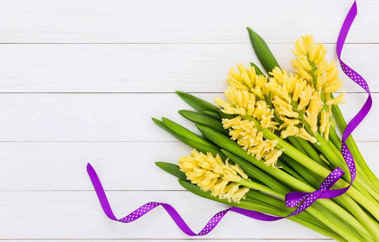 Photo wallpaper flowers, bouquet, yellow, yellow, flowers, hyacinths, hyacinths