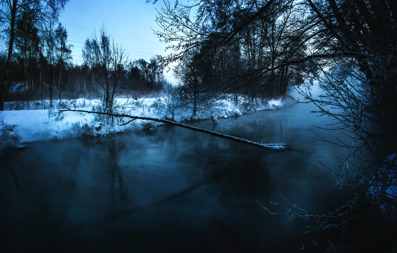 Photo wallpaper winter, night, nature, Russia
