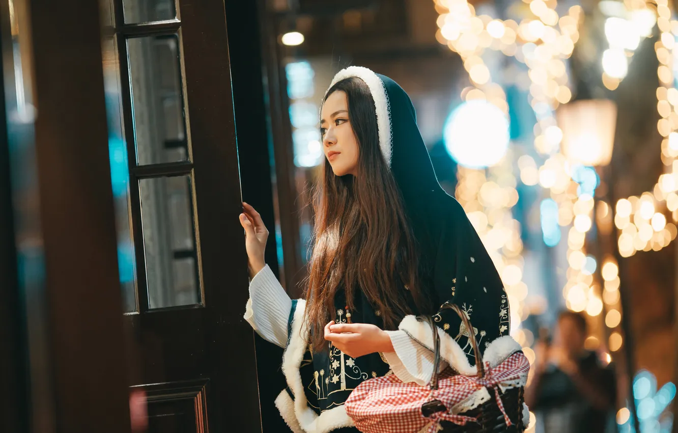 Photo wallpaper look, girl, pose, Asian