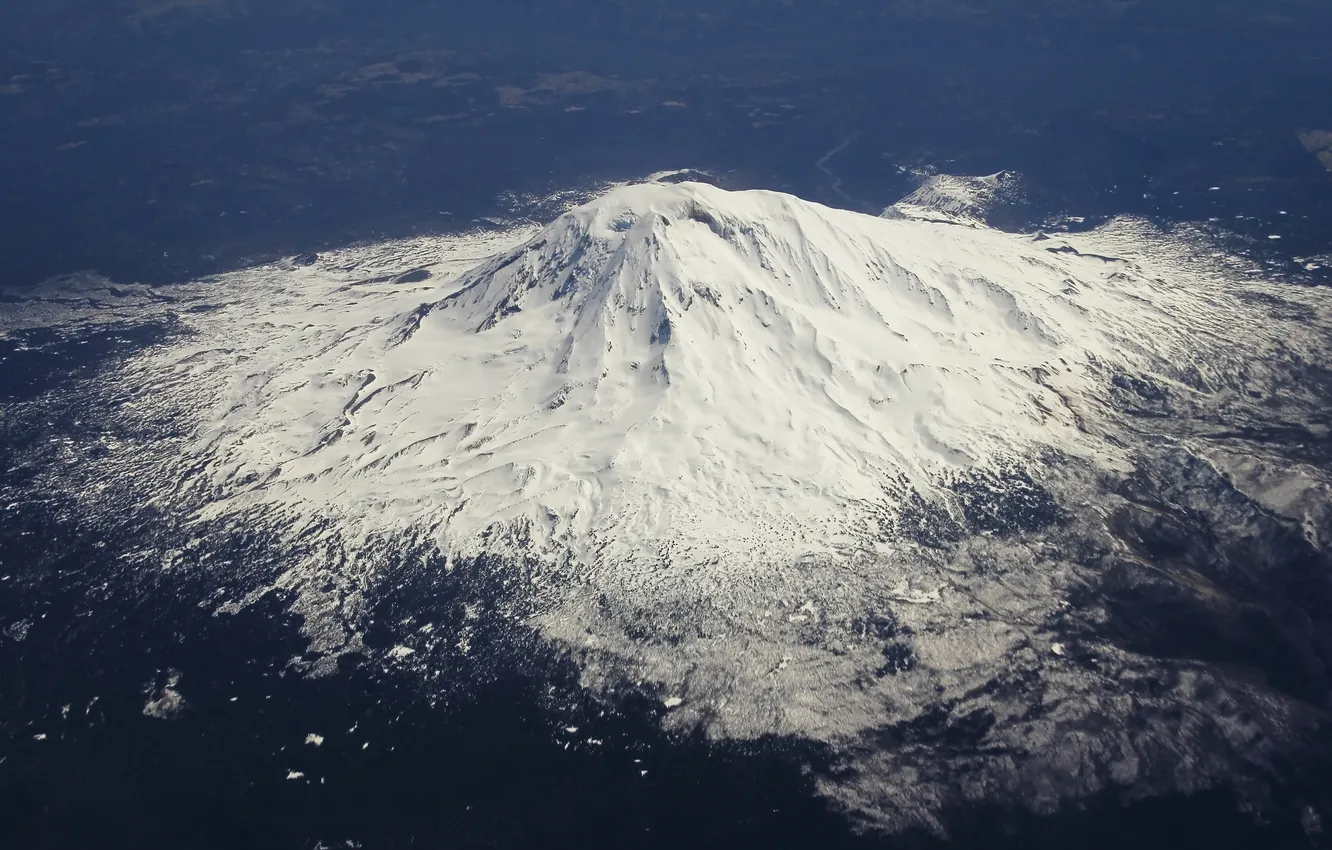 Photo wallpaper snow, mountains, valley
