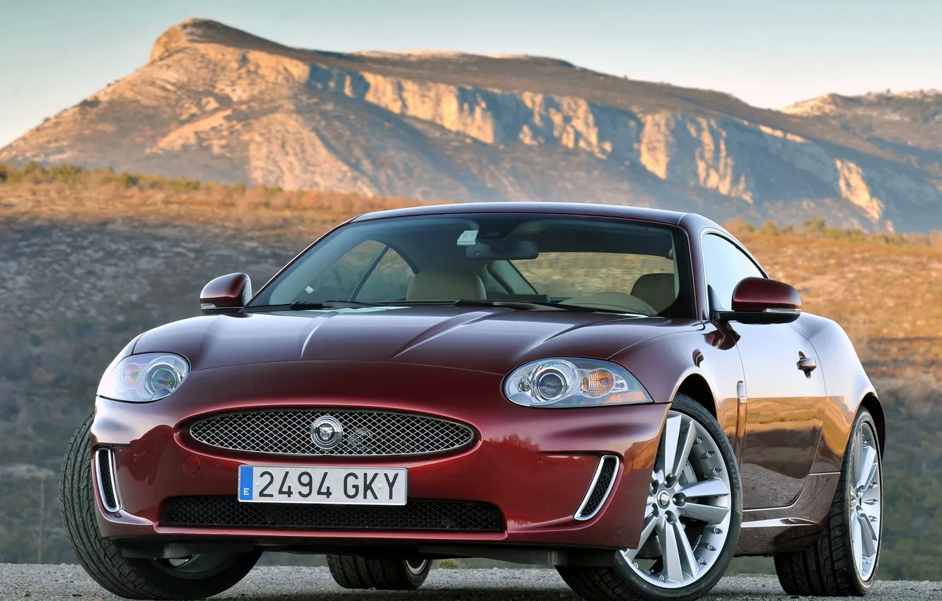 Photo wallpaper mountains, Jaguar, Coupe