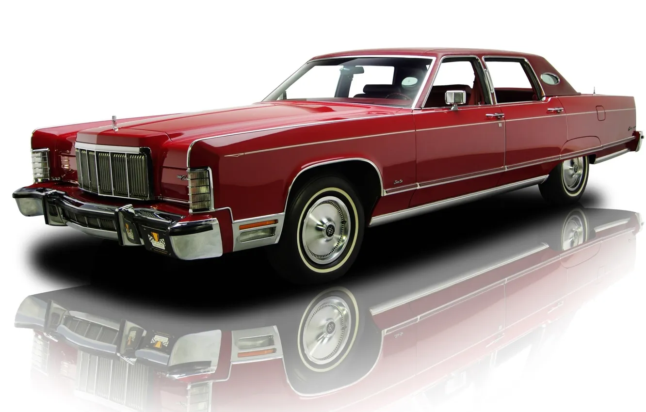 Photo wallpaper Lincoln, red, reflection, background, Continental, sedan, classic, the front