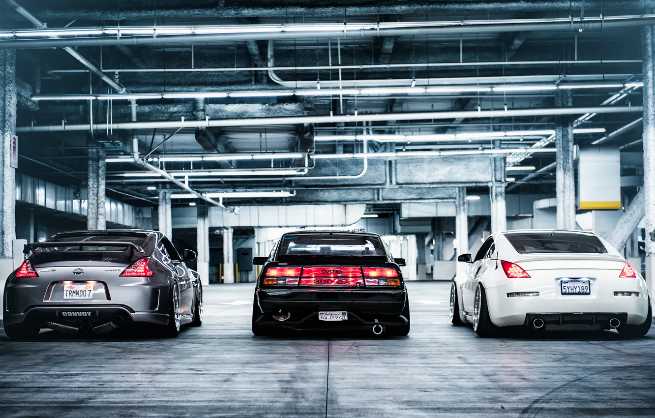 Photo wallpaper Nissan, 350z, trio, Nissan, rear, 370z, 300zx