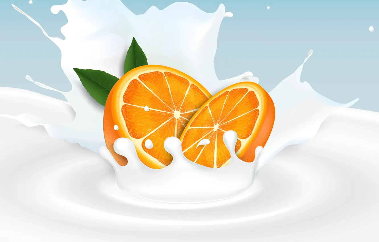 Photo wallpaper background, orange, milk, citrus