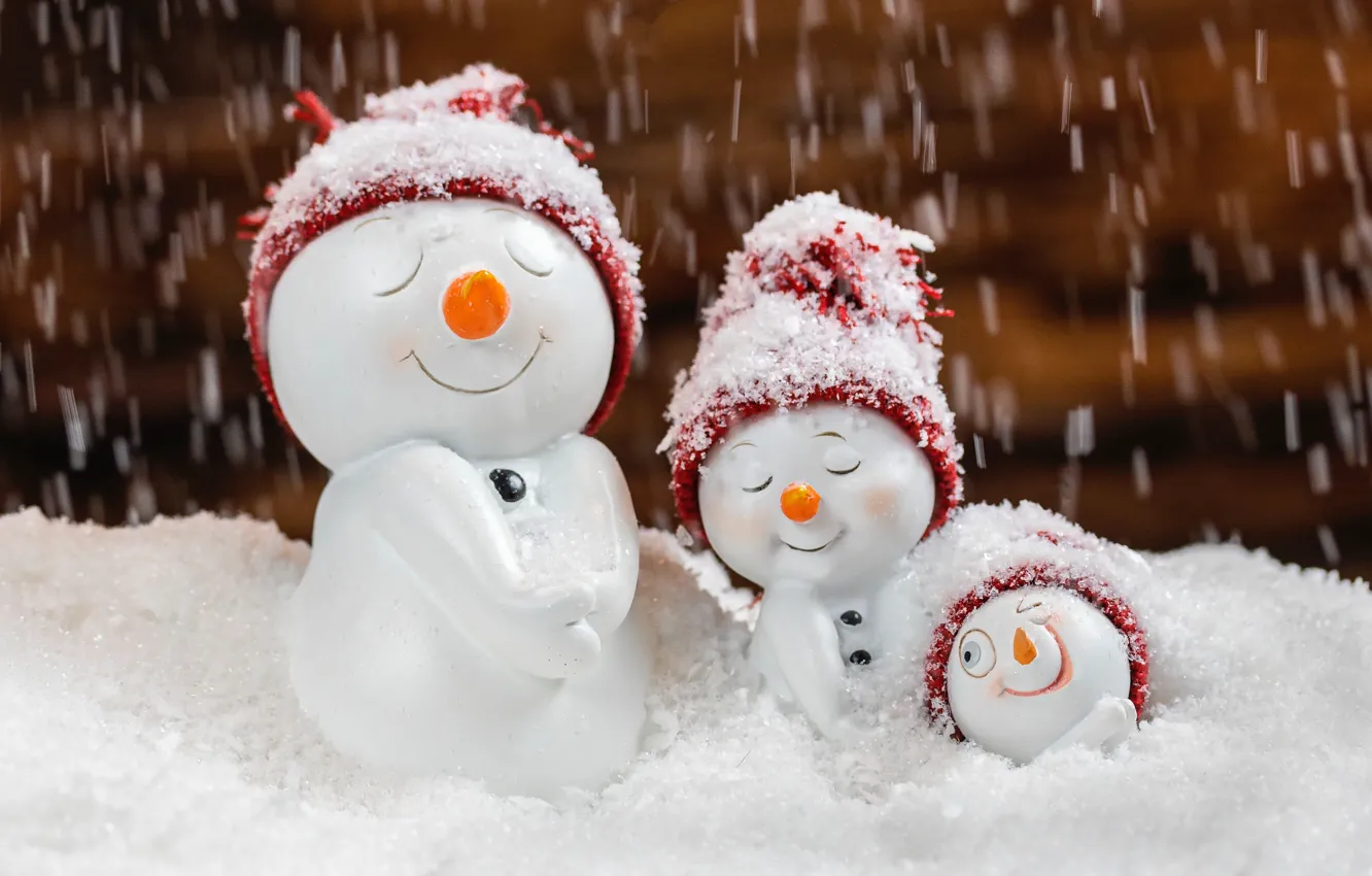 Photo wallpaper winter, snow, smile, holiday, toys, family, Christmas, New year