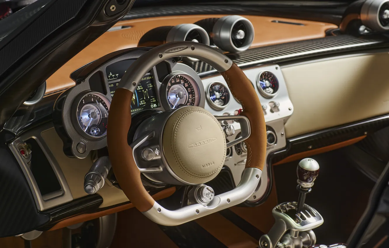 Photo wallpaper Roadster, devices, the wheel, supercar, Pagani, supercar, torpedo, Utopia