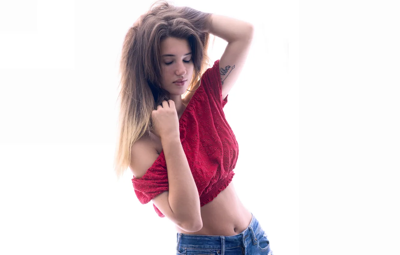 Photo wallpaper girl, pose, hair