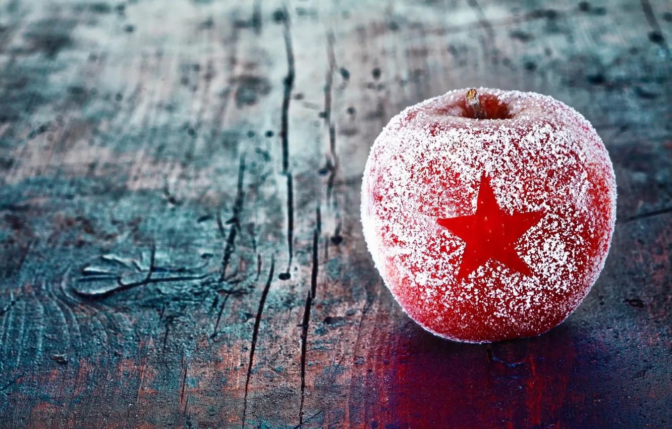 Photo wallpaper winter, stars, red, holiday, apples, new year, Christmas, Christmas