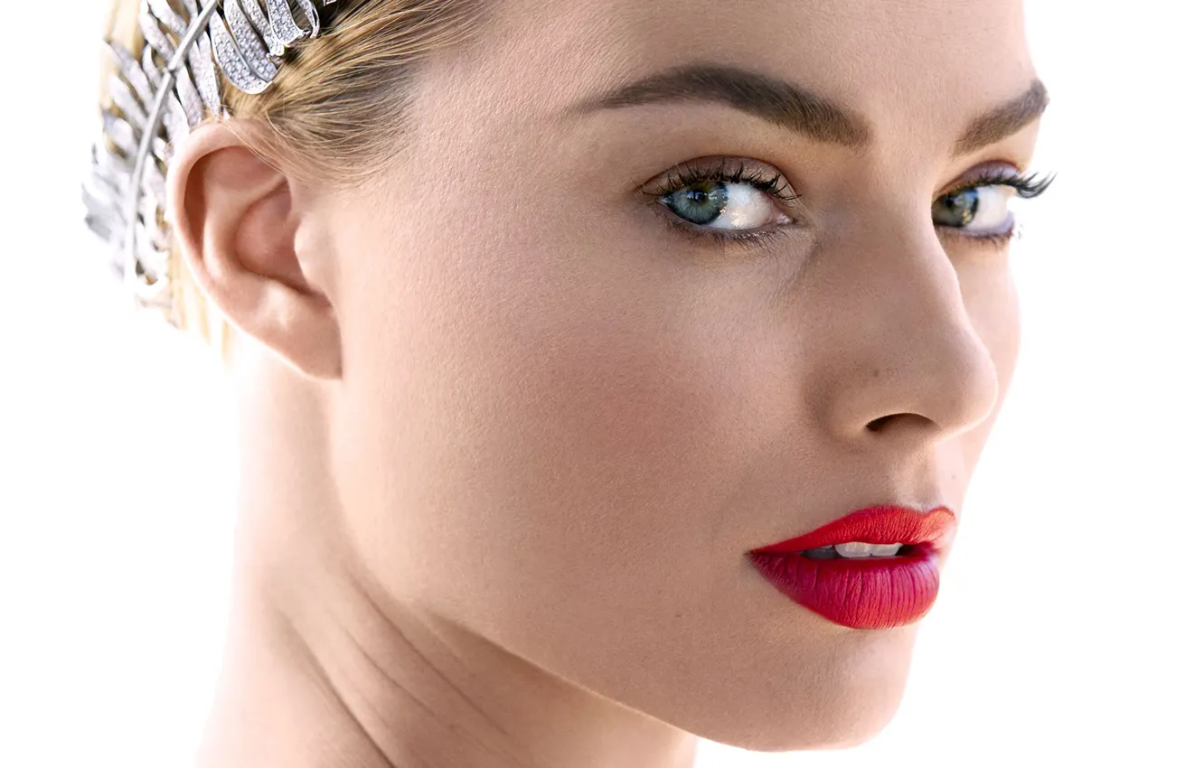 Photo wallpaper look, girl, face, lips, Margot Robbie