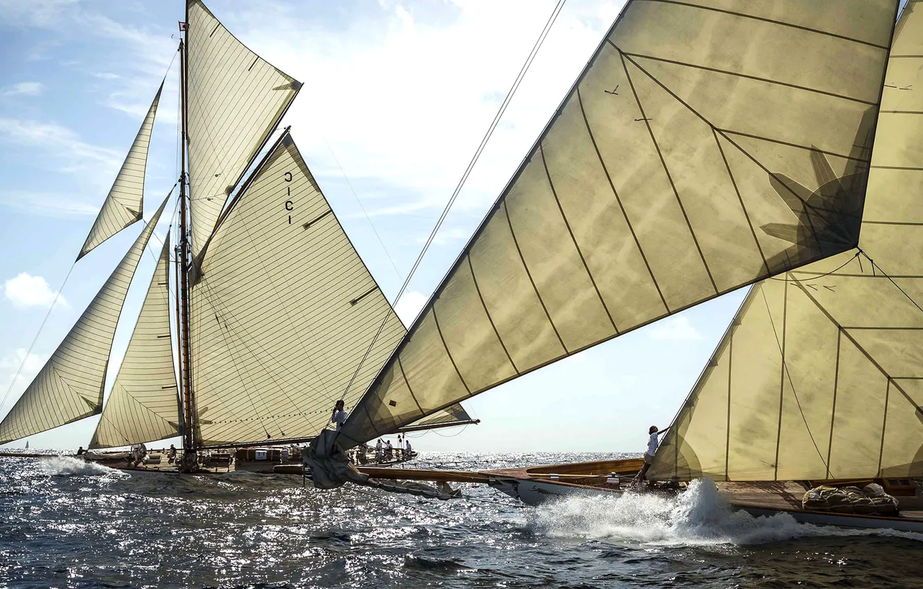 Photo wallpaper sea, the sky, yacht, sail, regatta