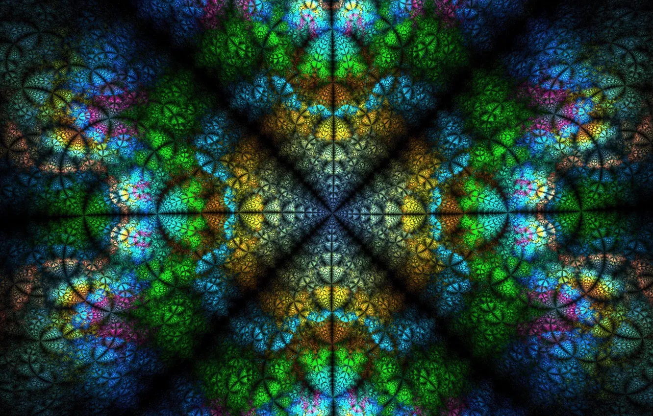 Photo wallpaper blue, yellow, green, background, pink, fractals, texture, symmetry